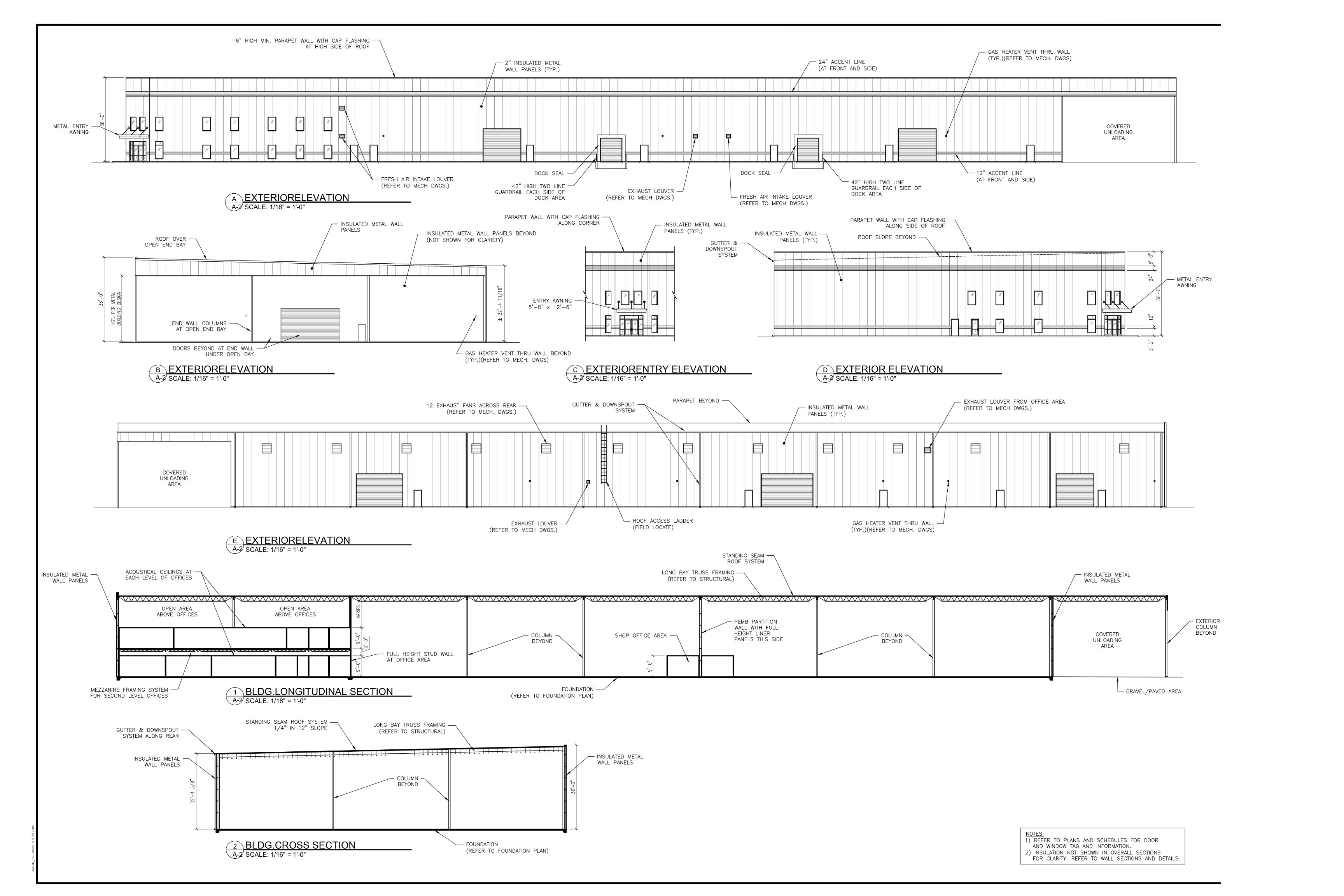 Redacted PEC exterior elevations and building sections sheet